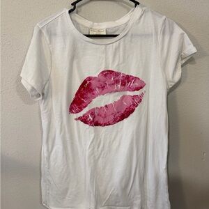 Bobbie Brooks White Tee with Pink 'ladies' Script Tag Detail